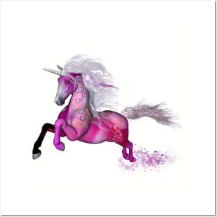 Awesome unicorn with floral elements Posters and Art